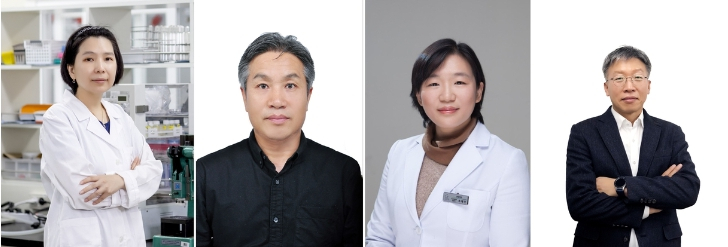 왼쪽부터 박문정 포스텍 화학과 교수(과학상), 이철용 사단법인 캠프 대표(봉사상), 추혜인 살림의료복지사회적협동조합 살림의원 원장(봉사상), 김진동 레이크머티리얼즈 대표이사(기술상).