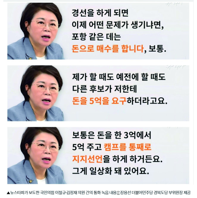 뉴스타파가 보도 한 국힘 이철규·김정재 의원 통화내용 캡쳐.