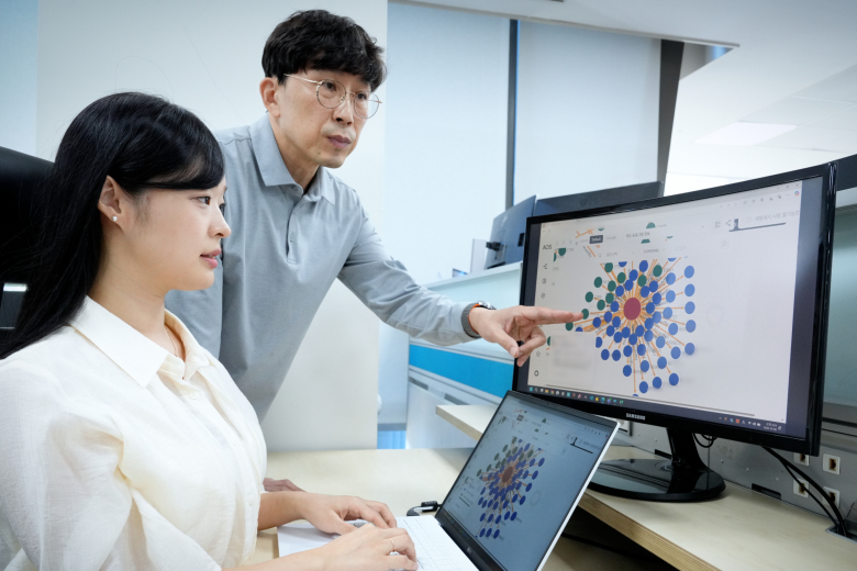 포스코DX AI Agent 개발자들이 온톨로지 기술이 분석한 데이터 관계성을 검토하고 있다.